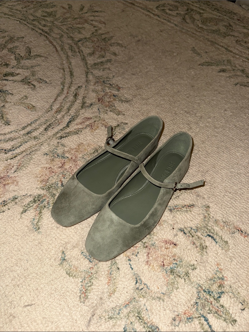 Light Sage Suede Mary Jane Flat - Picture 2 of 2